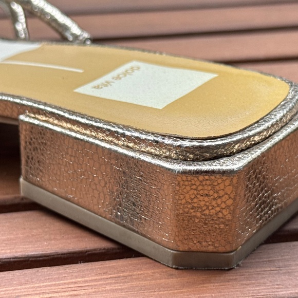 Dolce Vita Hensla Gold Metallic Strappy Block Heel Sandals - Picture 10 of 16